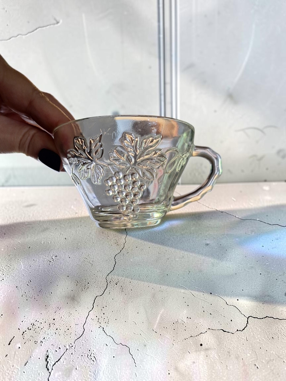 Vintage Anchor 1960's Hocking Grape & Vine Replacement Clear Punch Cups-Set Of 8